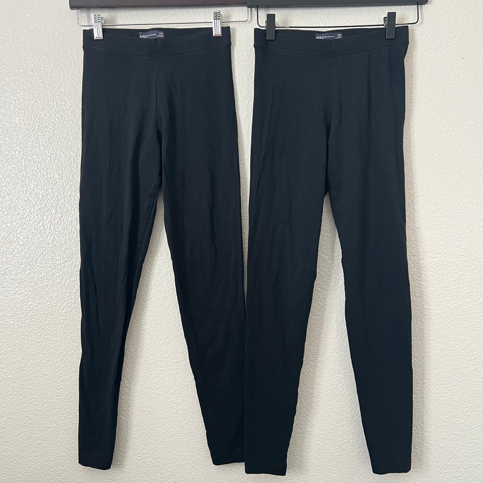 2x Mark & Spencer M&S Collection Black Cotton Blend Leggings